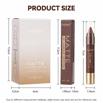 6PCS/Set Luxury Matte Lipstick – Soft Velvet Finish & All-Day Color