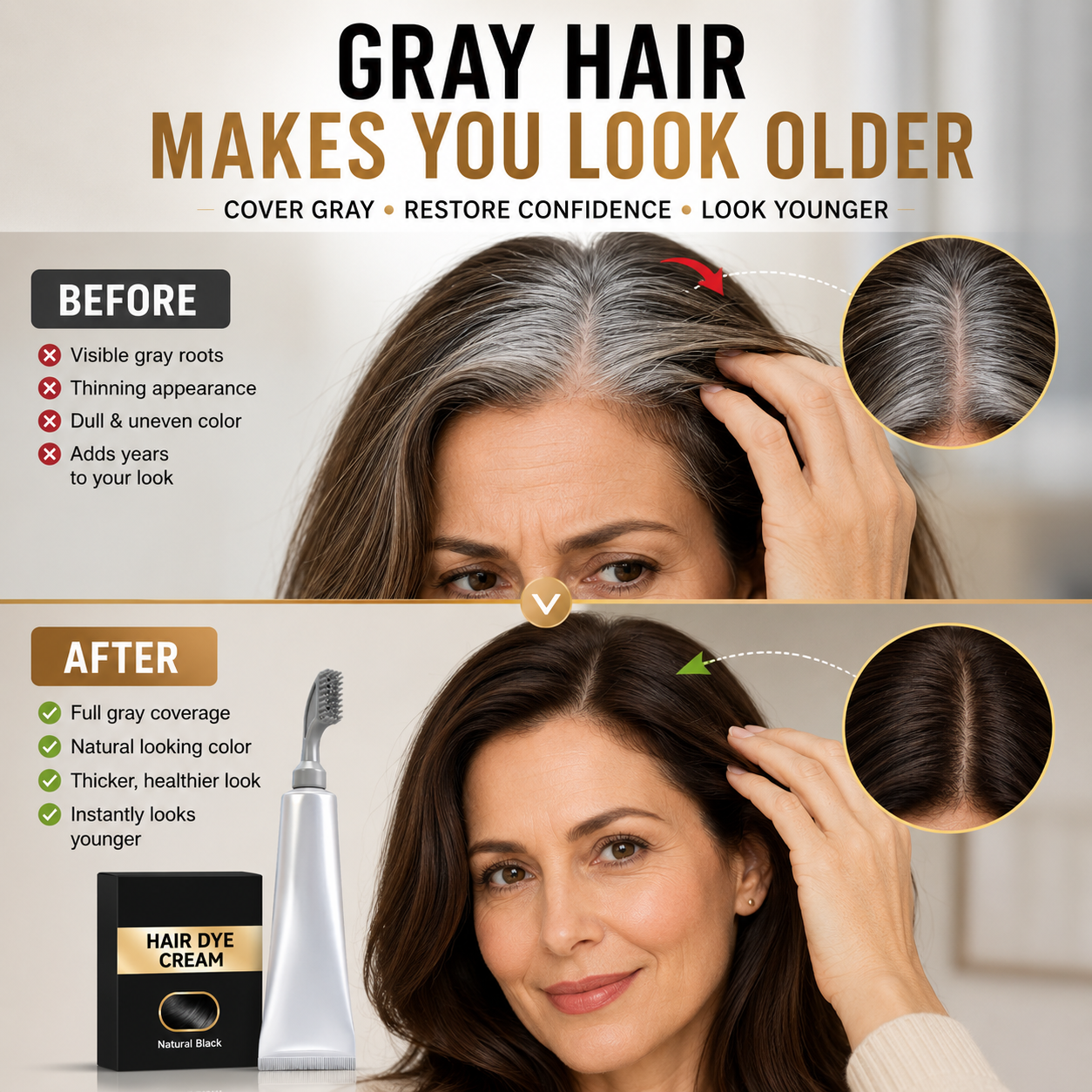 Instant Gray Coverage Hair Dye Comb — For Men & Women