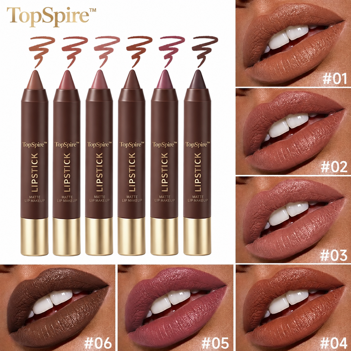 6PCS/Set Luxury Matte Lipstick – Soft Velvet Finish & All-Day Color