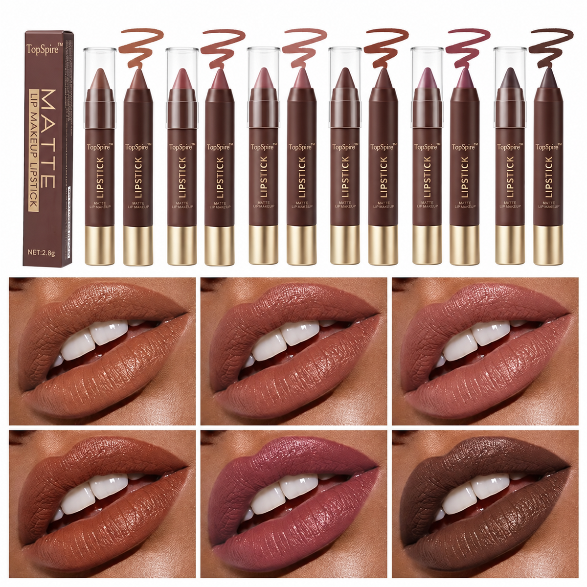 6PCS/Set Luxury Matte Lipstick – Soft Velvet Finish & All-Day Color