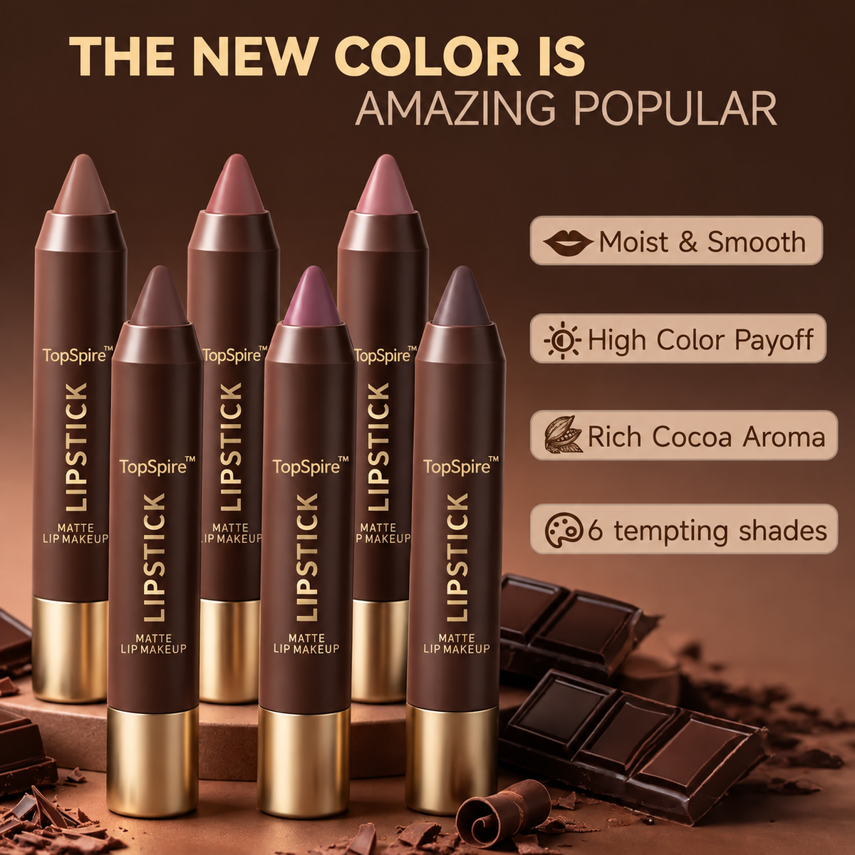 6PCS/Set Luxury Matte Lipstick – Soft Velvet Finish & All-Day Color