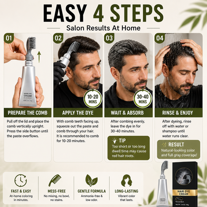 Instant Gray Coverage Hair Dye Comb — For Men & Women