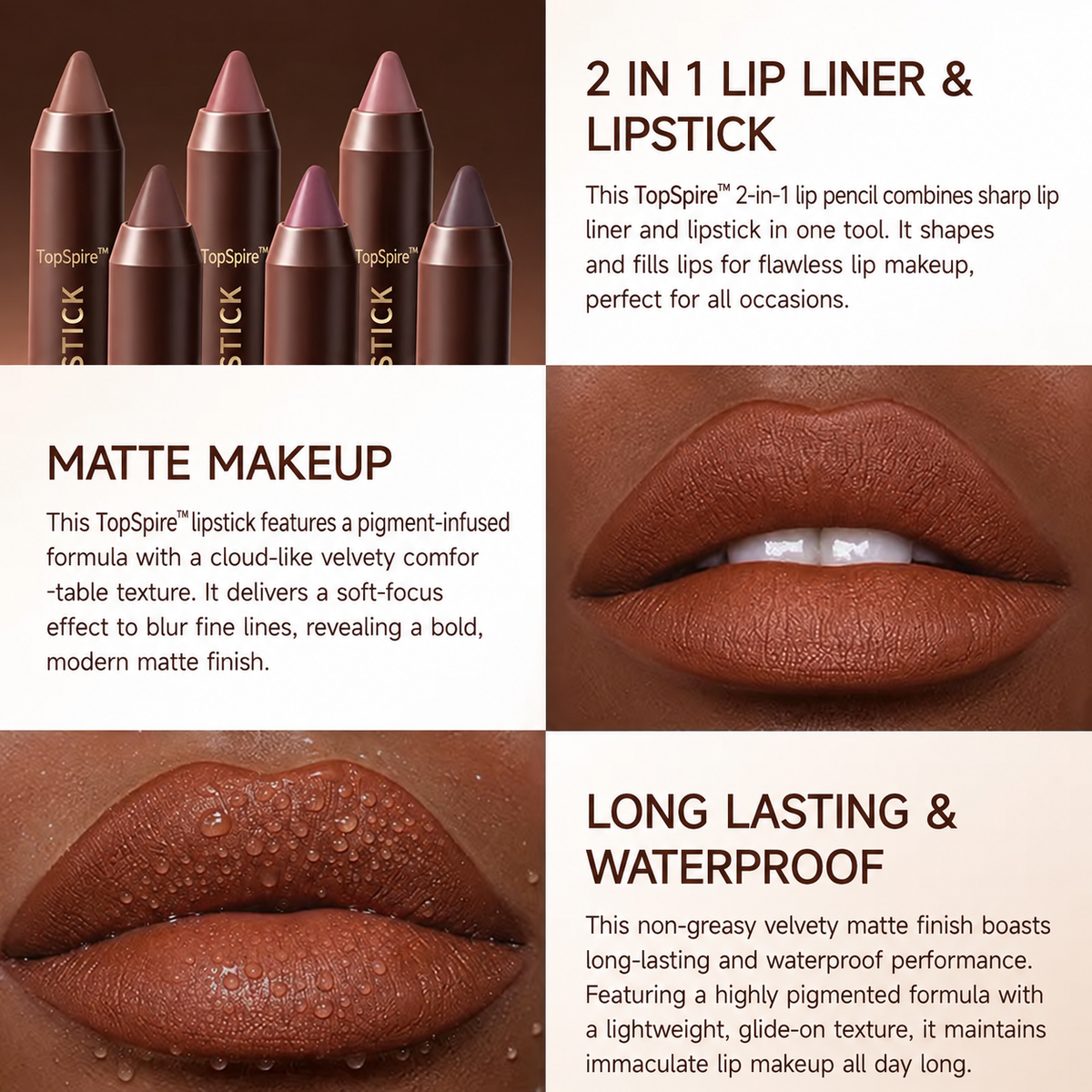 6PCS/Set Luxury Matte Lipstick – Soft Velvet Finish & All-Day Color