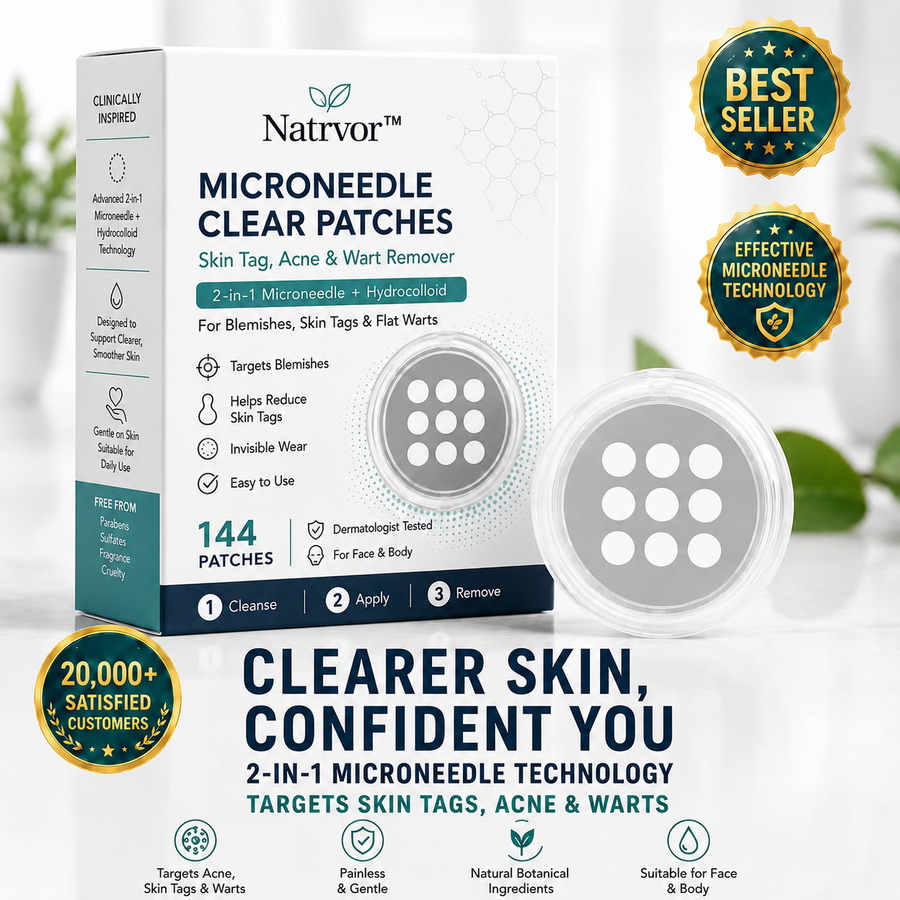 ✨Tenviro®2-in-1 Microneedle & Hydrocolloid Patch🍀| Removes Raised Moles, Acne, Flat Warts & Skin Tags | Helps Improve Wrinkles, Scars & Blemishes | Invisible Patches for Face & Body