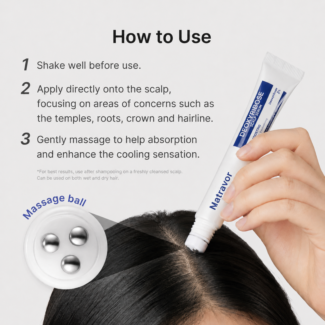 Deoxyribose Scalp Serum | For Fuller-Looking Hair & Scalp Strengthening Roll-On Serum | . Strengthen . Thicken