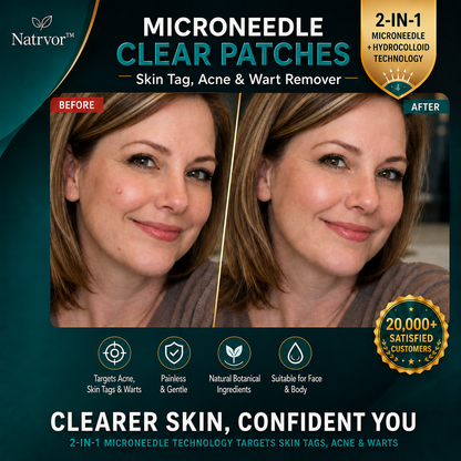 ✨Tenviro®2-in-1 Microneedle & Hydrocolloid Patch🍀| Removes Raised Moles, Acne, Flat Warts & Skin Tags | Helps Improve Wrinkles, Scars & Blemishes | Invisible Patches for Face & Body