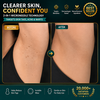 ✨Tenviro®2-in-1 Microneedle & Hydrocolloid Patch🍀| Removes Raised Moles, Acne, Flat Warts & Skin Tags | Helps Improve Wrinkles, Scars & Blemishes | Invisible Patches for Face & Body