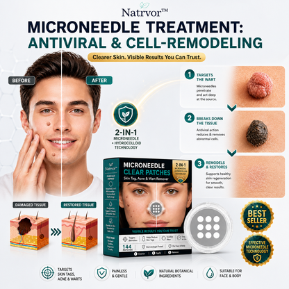 ✨Tenviro®2-in-1 Microneedle & Hydrocolloid Patch🍀| Removes Raised Moles, Acne, Flat Warts & Skin Tags | Helps Improve Wrinkles, Scars & Blemishes | Invisible Patches for Face & Body