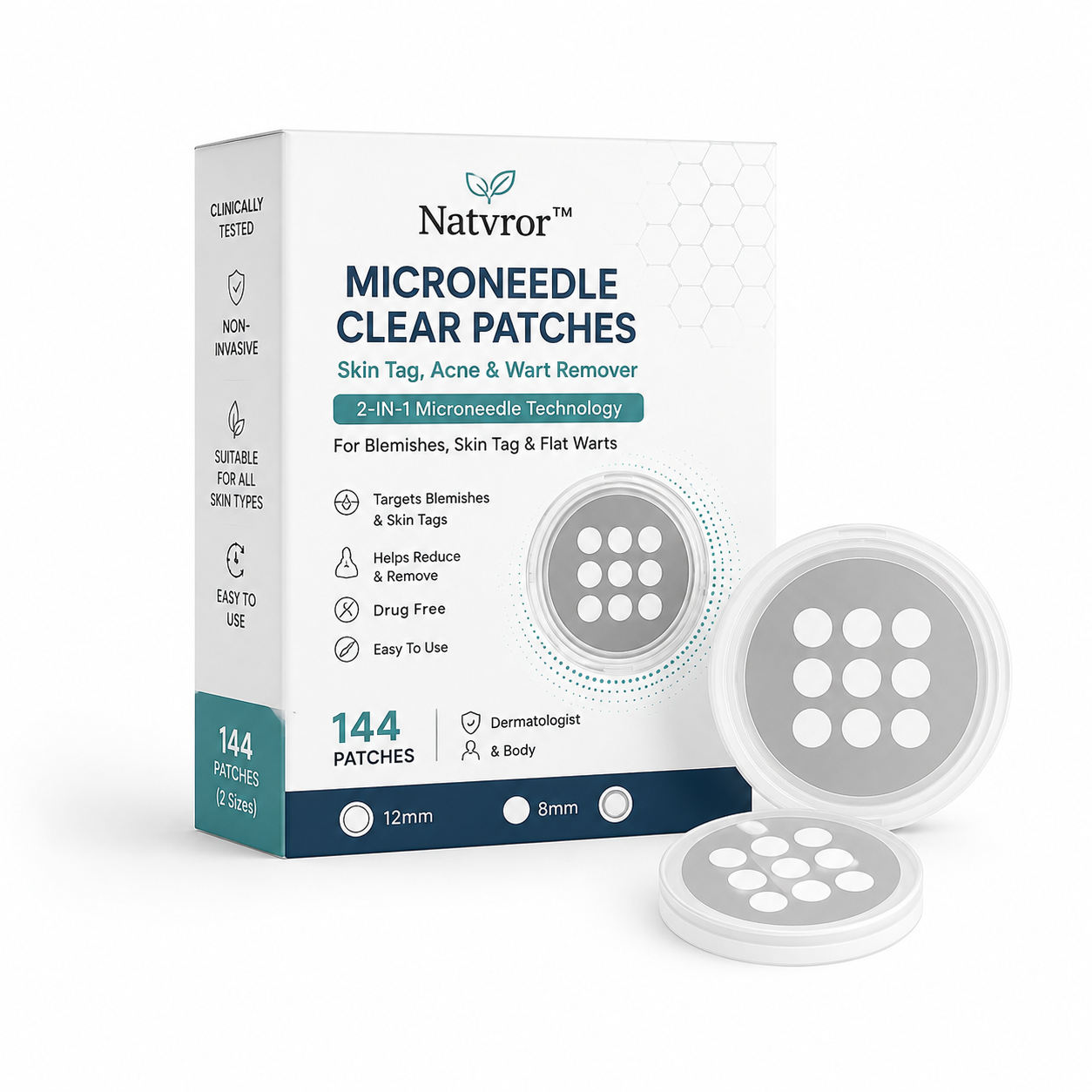 ✨Tenviro®2-in-1 Microneedle & Hydrocolloid Patch🍀| Removes Raised Moles, Acne, Flat Warts & Skin Tags | Helps Improve Wrinkles, Scars & Blemishes | Invisible Patches for Face & Body