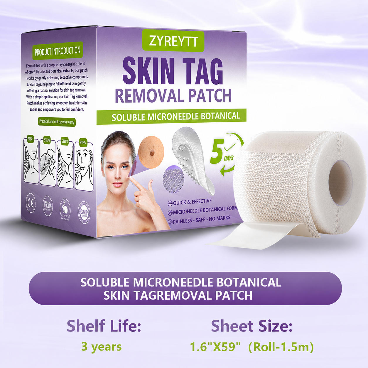 ZYREYTT® Soluble Microneedle Botanical Skin Tag Removal Patch